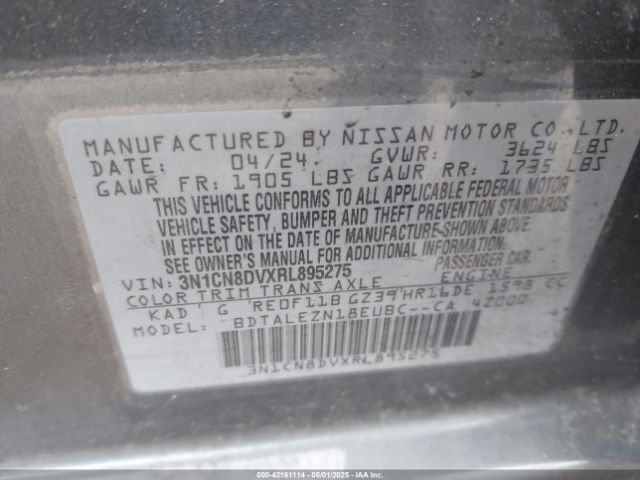 3N1CN8DVXRL895275 Nissan Versa