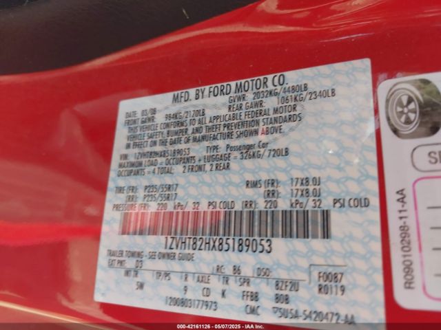 2008 FORD MUSTANG 1ZVHT82HX85189053 Photo 8
