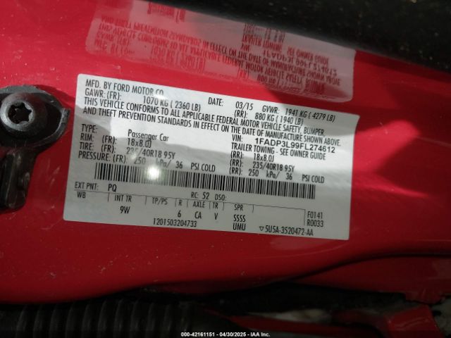 1FADP3L99FL274612 Ford FOCUS ST