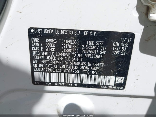 3CZRU6H7XJM707759 Honda r18z9