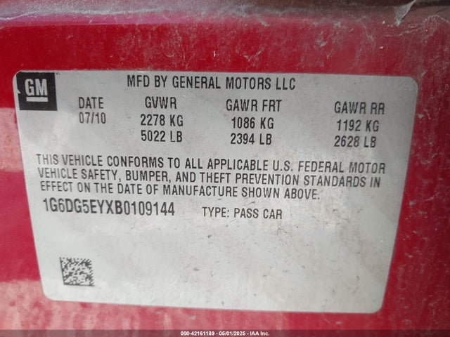 2011 CADILLAC CTS 1G6DG5EYXB0109144 Photo 8