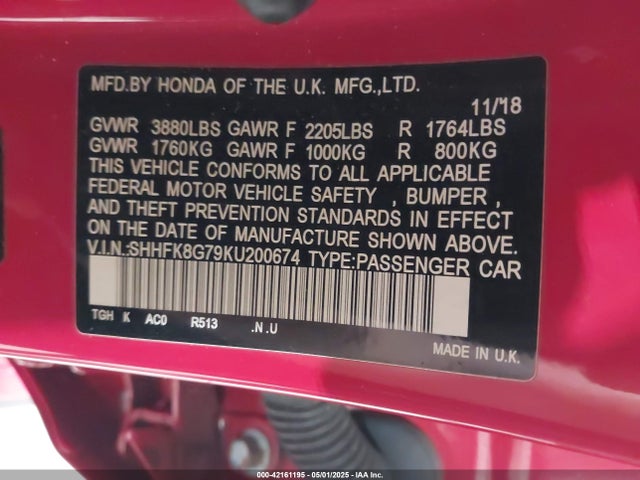 SHHFK8G79KU200674 Honda Civic Type R Touring