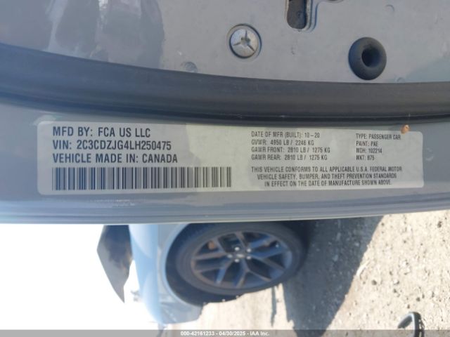 2C3CDZJG4LH250475 Dodge Challenger Gt