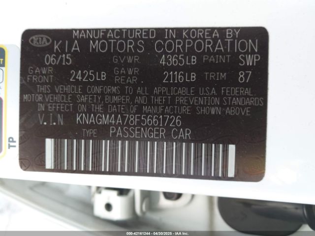 KNAGM4A78F5661726 KIA Optima Lx