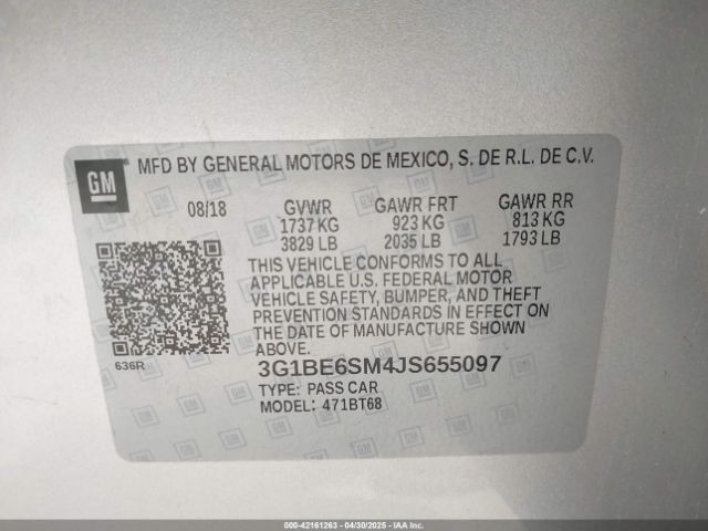 3G1BE6SM4JS655097 Chevrolet Cruze Lt Auto