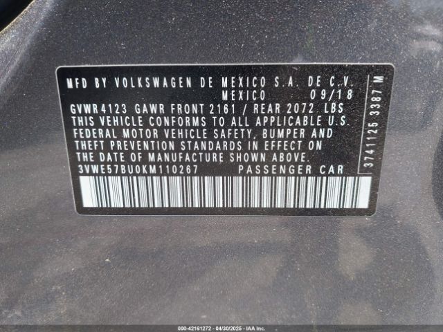 3VWE57BU0KM110267 Volkswagen Jetta 1.4t Sel