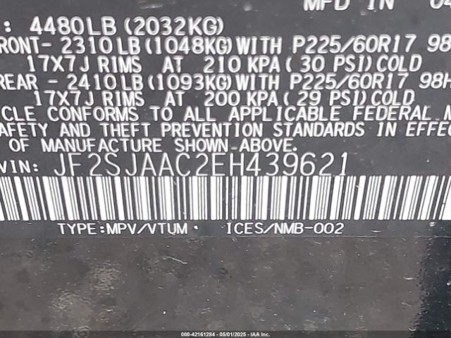 JF2SJAAC2EH439621 Subaru Forester 2.5i