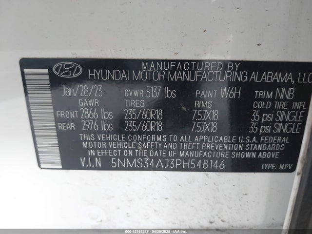 Hyundai Santa Fe Sel 2023 5NMS34AJ3PH548146 Image 9
