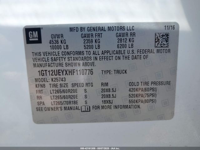 1GT12UEYXHF110776 GMC Sierra 2500hd Denali