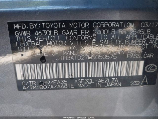 JTHBA1D27H5050575 Lexus IS 200T