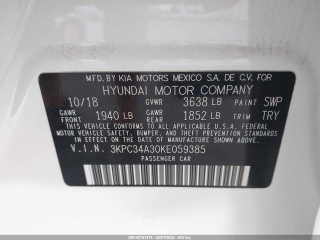 Hyundai Accent Limited 2019 3KPC34A30KE059385 Image 9