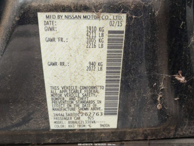 1N4AL3AP3FC262763 Nissan Altima 2.5/2.5 S/2.5 Sl/2.5 Sv