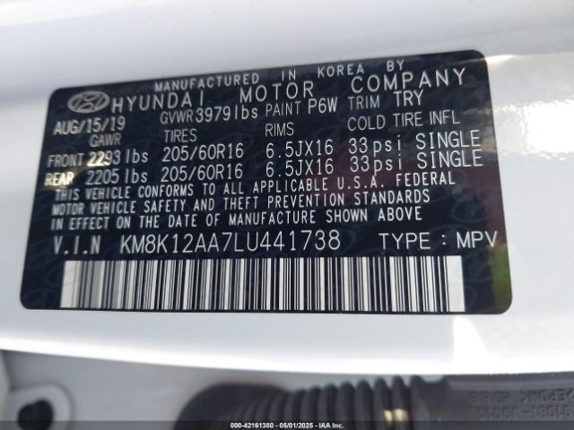 KM8K12AA7LU441738 Hyundai Kona Se