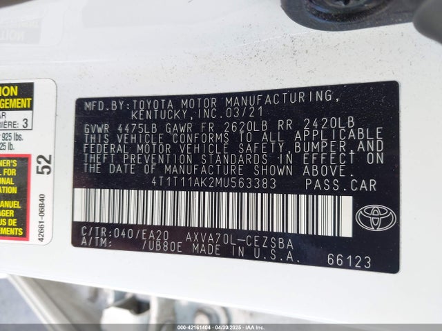 4T1T11AK2MU563383 Toyota a25a-fks