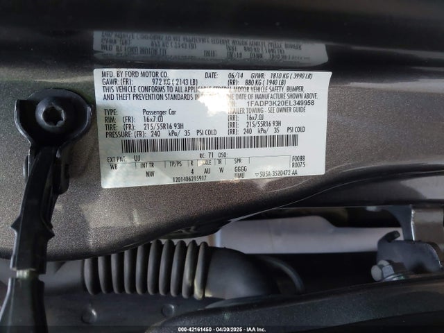 1FADP3K20EL349958 Ford FOCUS SE