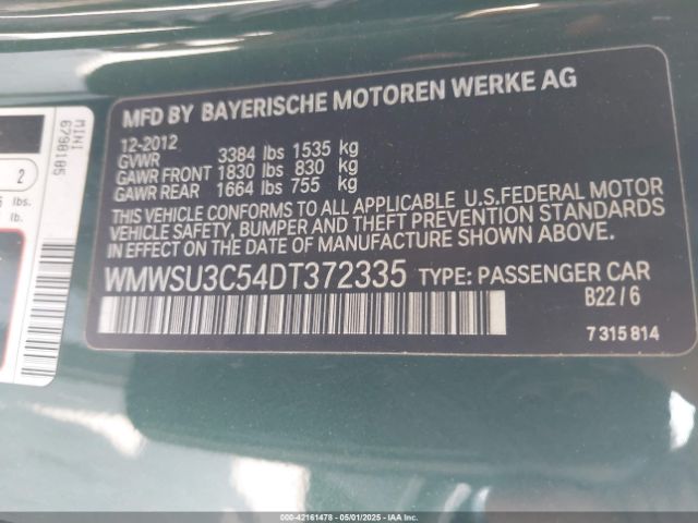 2013 MINI HARDTOP WMWSU3C54DT372335 Photo 8