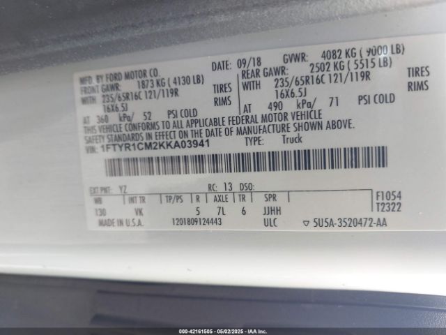 1FTYR1CM2KKA03941 Ford Transit-250