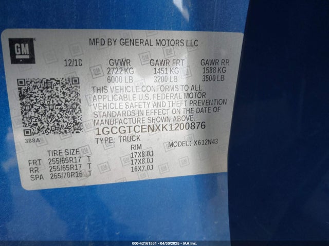 1GCGTCENXK1200876 Chevrolet Colorado Lt