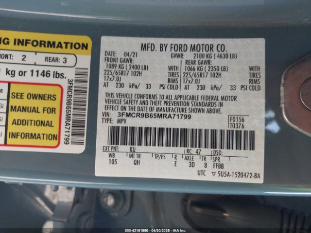 3FMCR9B65MRA71799 Ford Bronco Sport Big Bend