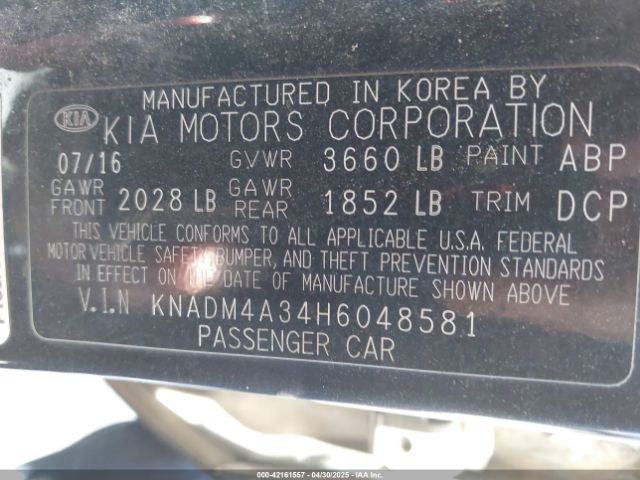 KNADM4A34H6048581 KIA RIO LX