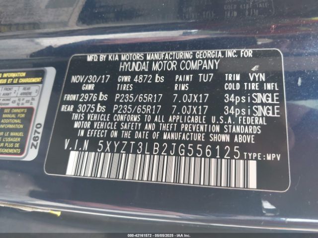 5XYZT3LB2JG556125 Hyundai Santa Fe Sport 2.4l
