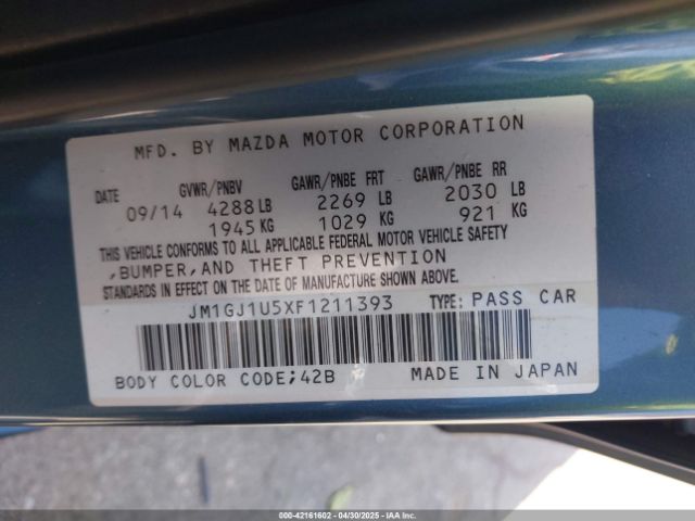 JM1GJ1U5XF1211393 Mazda Mazda6 I Sport