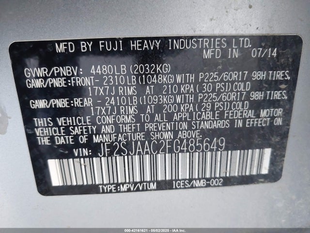 JF2SJAAC2FG485649 Subaru Forester 2.5i