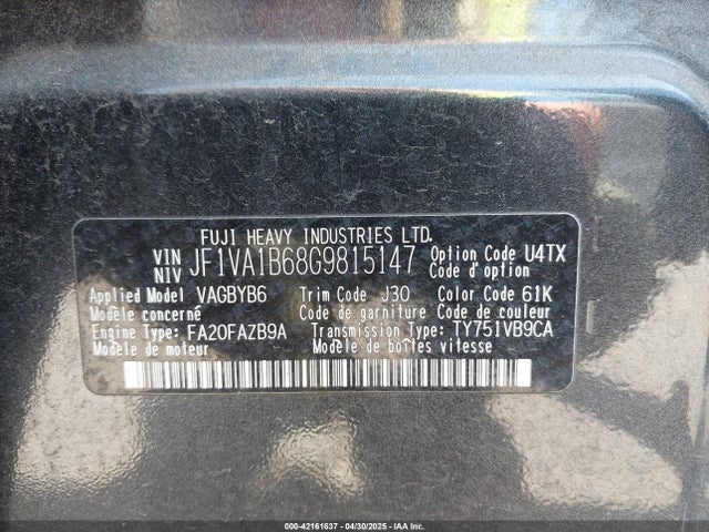 Subaru 2.0 dib turbo 2016 JF1VA1B68G9815147 Image 9
