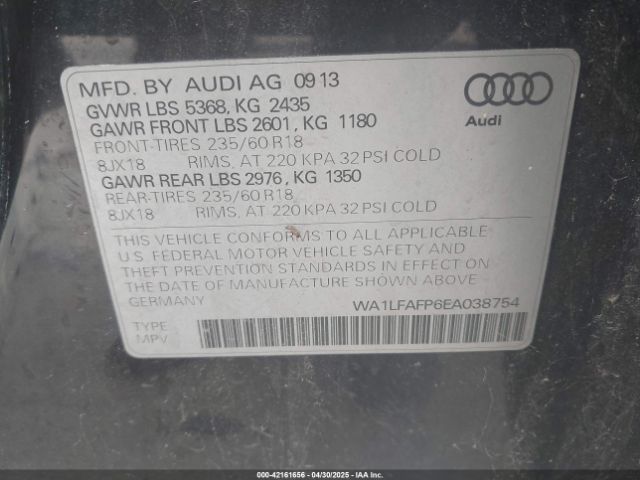 WA1LFAFP6EA038754 Audi Q5 2.0t Premium