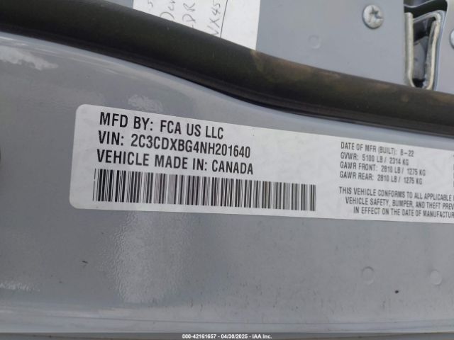 2C3CDXBG4NH201640 Dodge Charger Sxt Rwd