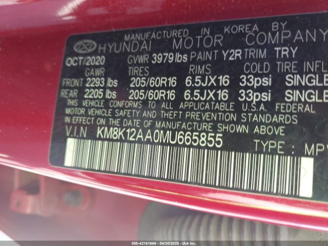 KM8K12AA0MU665855 Hyundai Kona Se