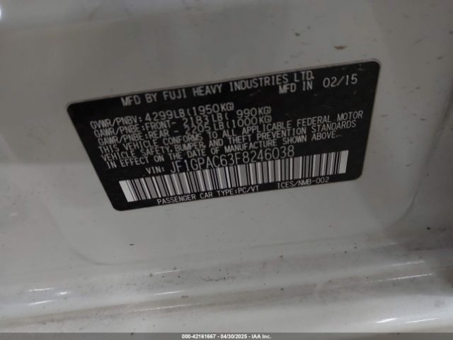 JF1GPAC63F8246038 Subaru Impreza 2.0i Premium
