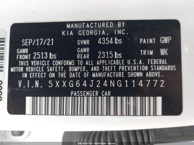 5XXG64J24NG114772 KIA K5 Gt-line