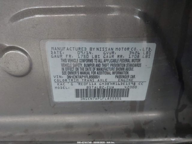 3N1CN7AP1FL855551 Nissan Versa