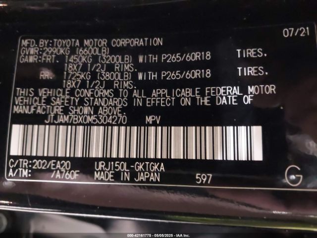 2021 LEXUS GX 460 JTJAM7BX0M5304270 Photo 8