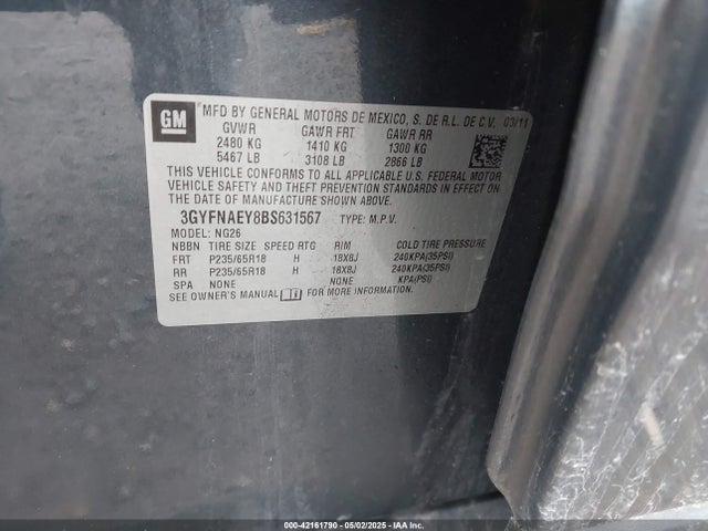 2011 CADILLAC SRX 3GYFNAEY8BS631567 Photo 8