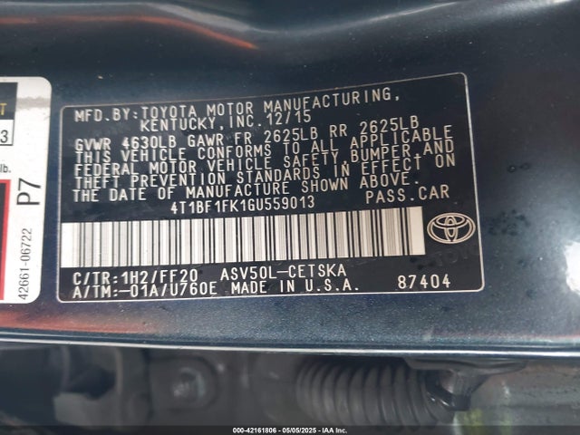 4T1BF1FK1GU559013 Toyota CAMRY SE