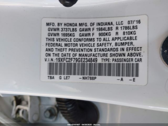 19XFC2F79GE234849 Honda CIVIC EX
