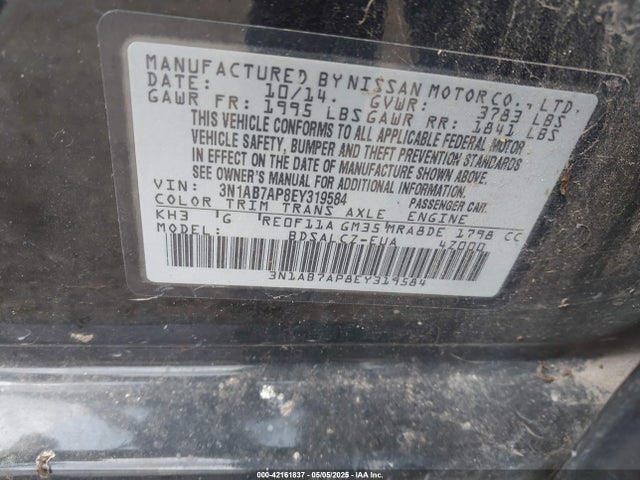 3N1AB7AP8EY319584 Nissan SENTRA S