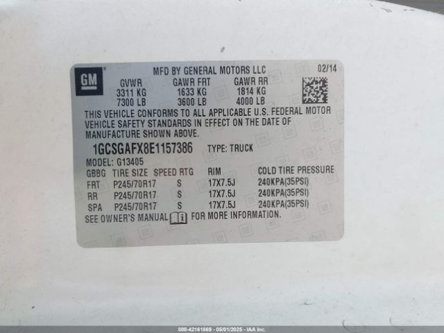1GCSGAFX8E1157386 Chevrolet Express 1500 Work Van