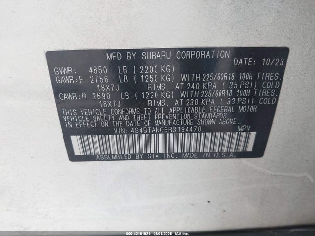 4S4BTANC6R3194470 Subaru Outback Limited