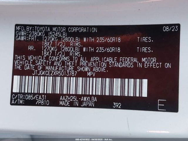 JTJGKCEZXR5013787 Lexus Nx 350h Premium
