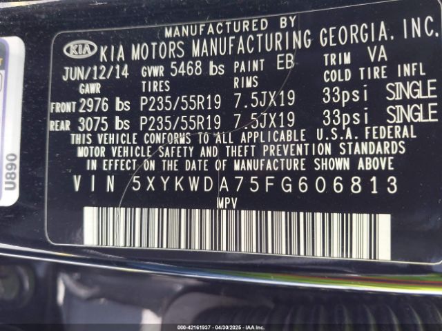 5XYKWDA75FG606813 KIA Sorento Sx V6