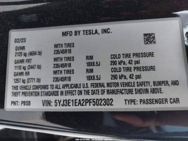 2023 TESLA MODEL 3 5YJ3E1EA2PF502302 Photo 8