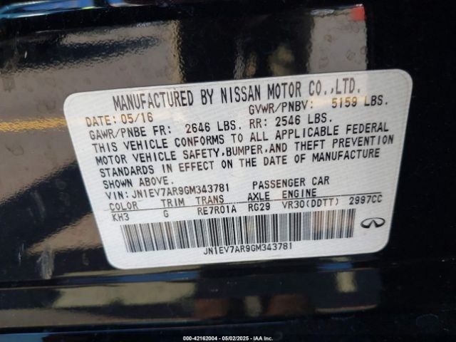 JN1EV7AR9GM343781 Infiniti Q50 3.0t Premium