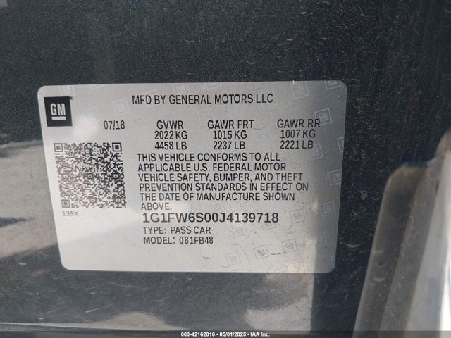 1G1FW6S00J4139718 Chevrolet BOLT EV LT
