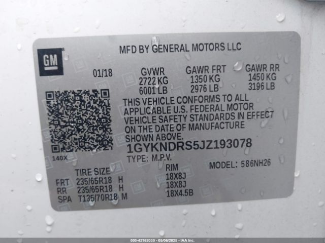 2018 CADILLAC XT5 1GYKNDRS5JZ193078 Photo 8