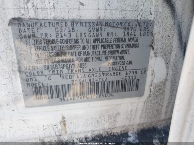 3N1AB7AP6JY284036 Nissan 2018