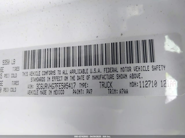 3C6URVHG7FE505417 RAM Promaster 3500 High Roof