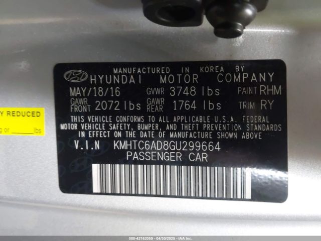 KMHTC6AD8GU299664 Hyundai Veloster